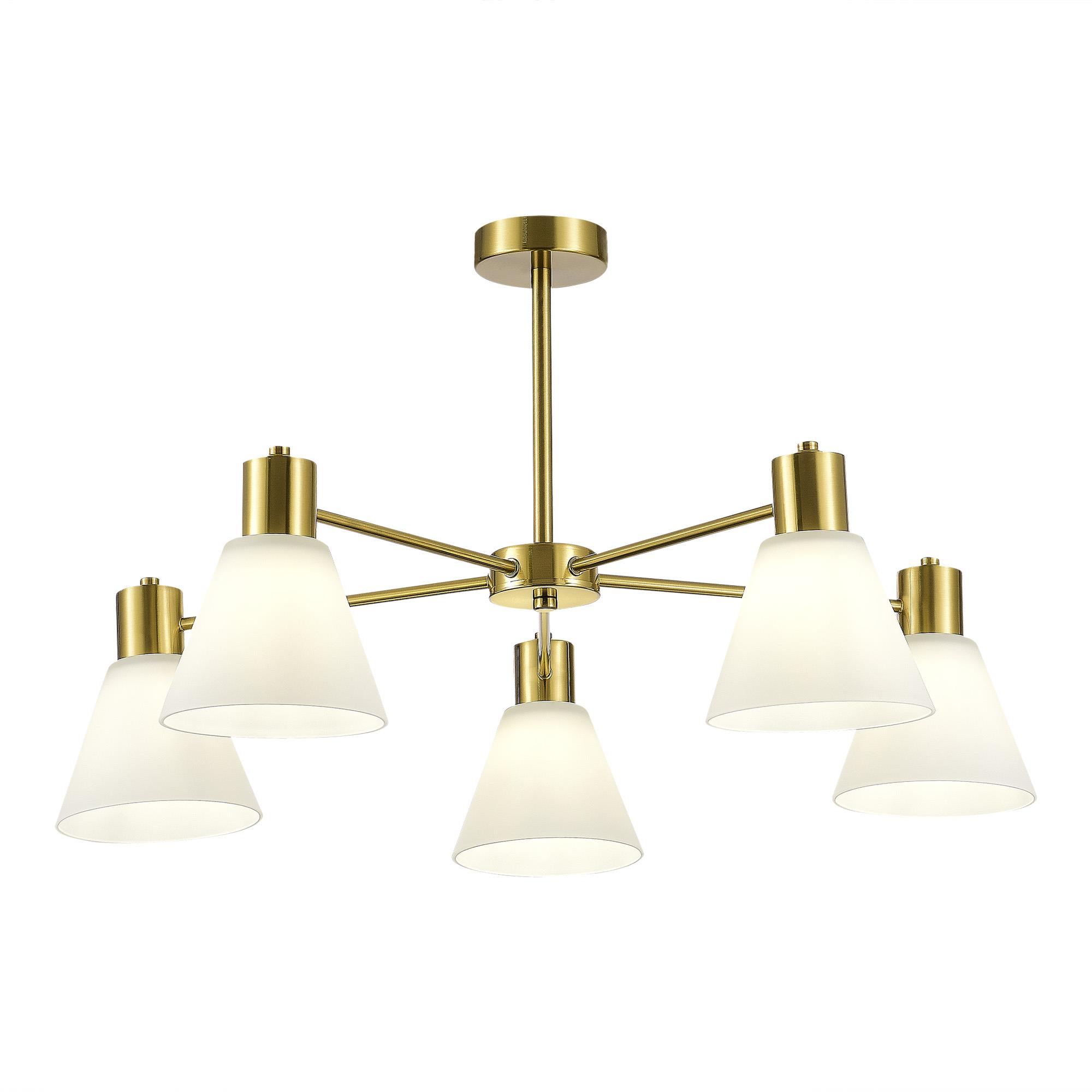 картинка SLE1561-302-05 Светильник потолочный Латунь/Белый E27 5*60W