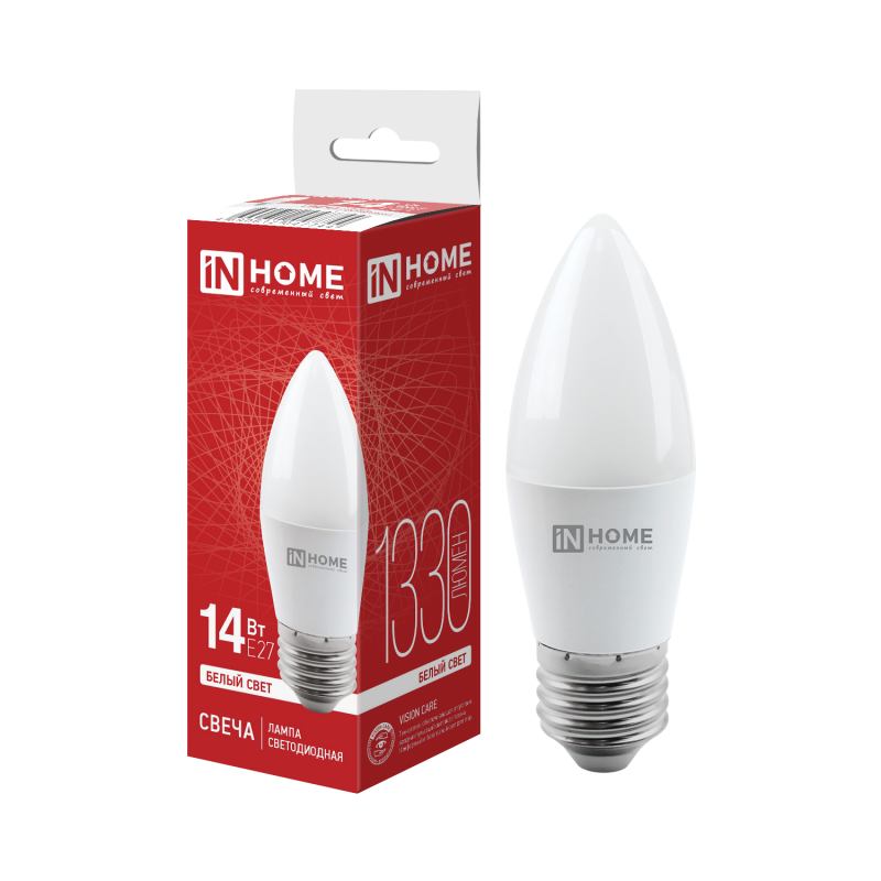 картинка Лампа светодиодная LED-СВЕЧА-VC 14Вт 230В E27 4000K 1330Лм IN HOME