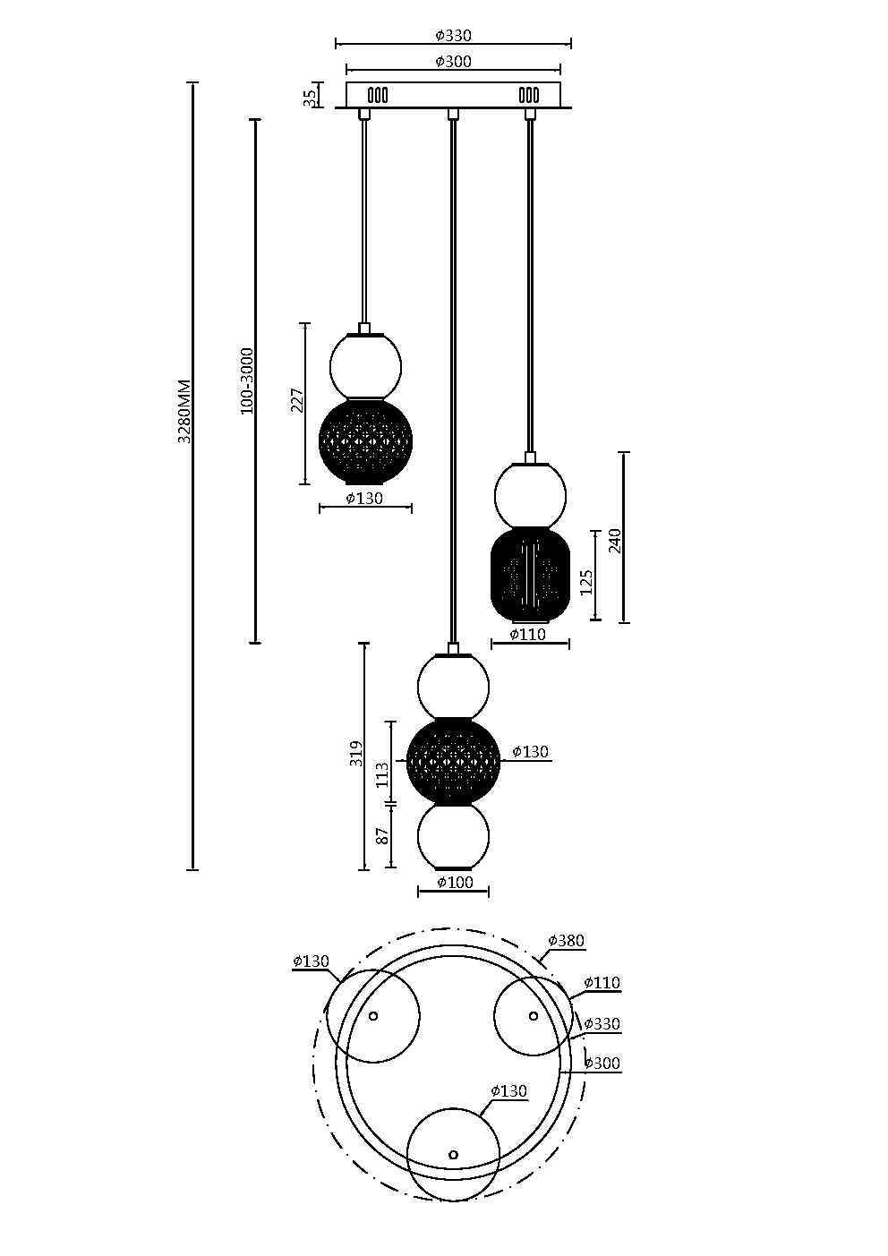 картинка Подвесной светильник Maytoni MOD273PL-L33CH3K