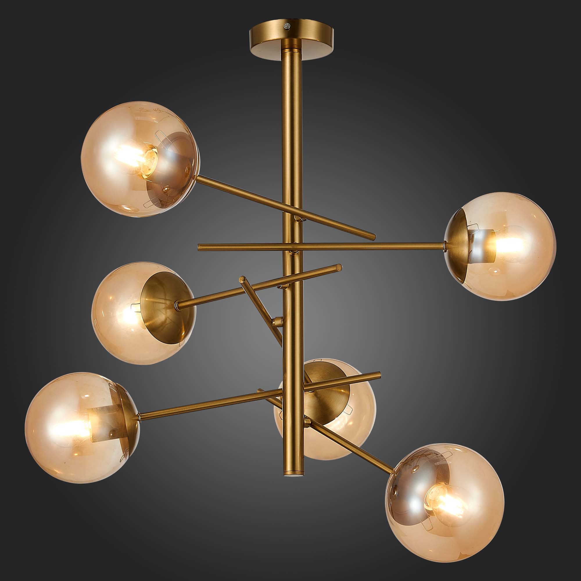 картинка SLE1099-312-06 Светильник потолочный Латунь/Коньячный E27 6*60W