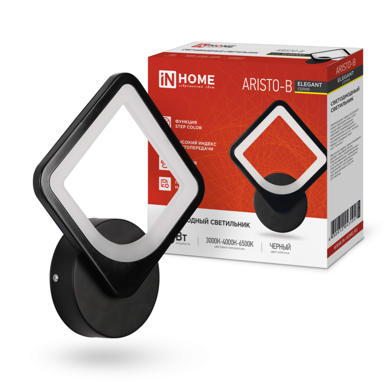 картинка Светильник светодиодный ELEGANT ARISTO-B 15Вт 230В 3000-6500K 1200Лм STEP COLOR черный IN HOME