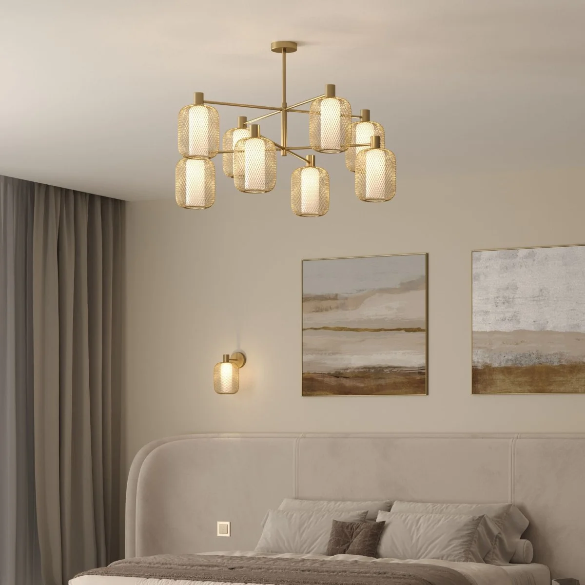 картинка Потолочный светильник с металлическими абажурами и стеклянными плафонами 30192/8