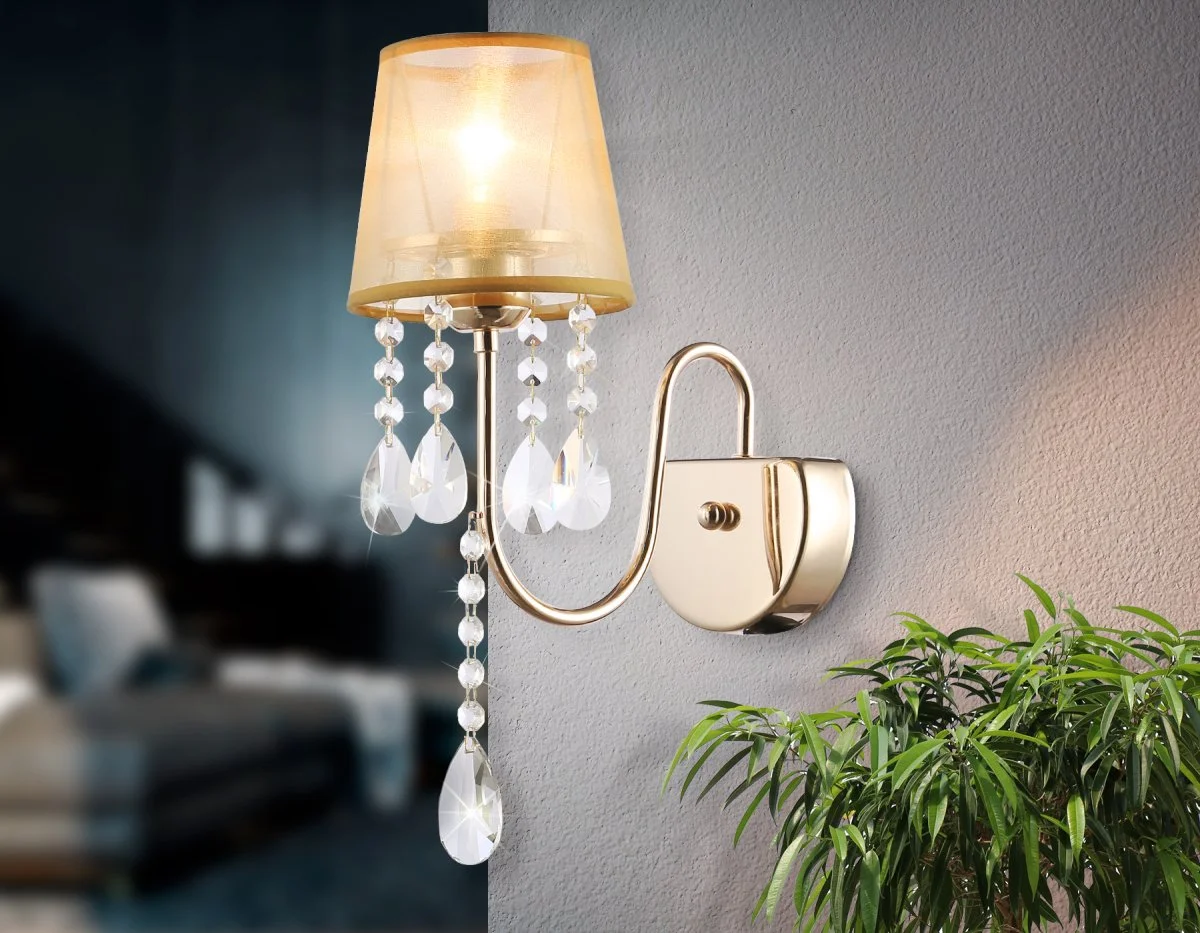 картинка Настенный светильник с абажуром и хрусталем TR4596