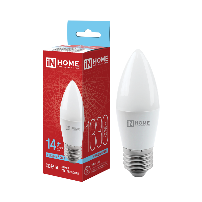 картинка Лампа светодиодная LED-СВЕЧА-VC 14Вт 230В E27 6500K 1330Лм IN HOME