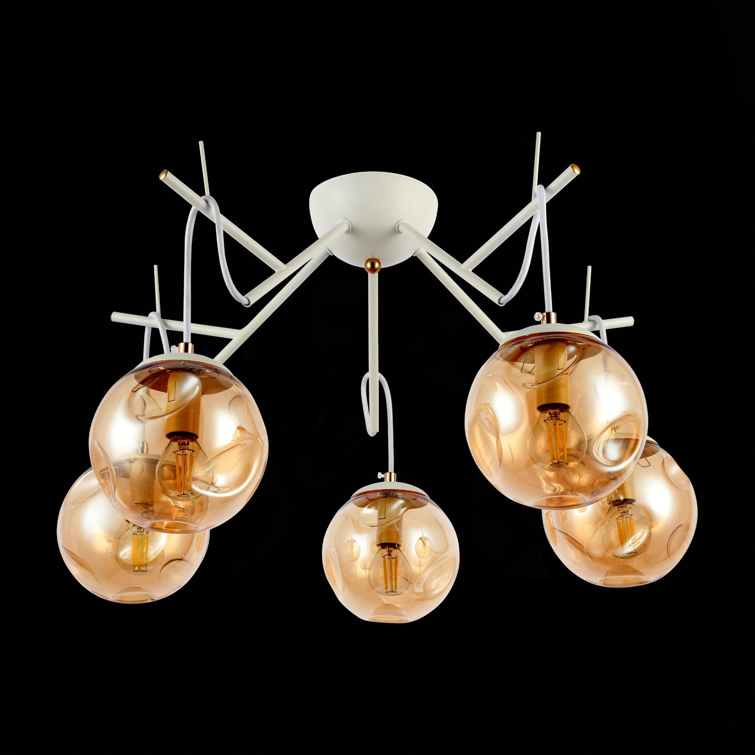 картинка SLE110202-05 Светильник потолочный Белый/Янтарный E14 5*40W