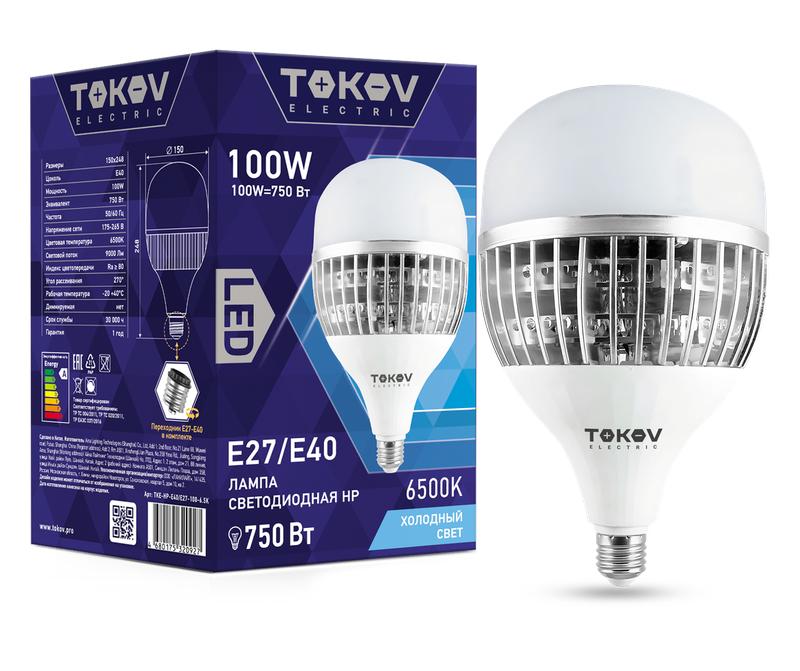 картинка Лампа светодиодная 100Вт HP 6500К E40/Е27 176-264В TOKOV ELECTRIC TKE-HP-E40/E27-100-6.5K