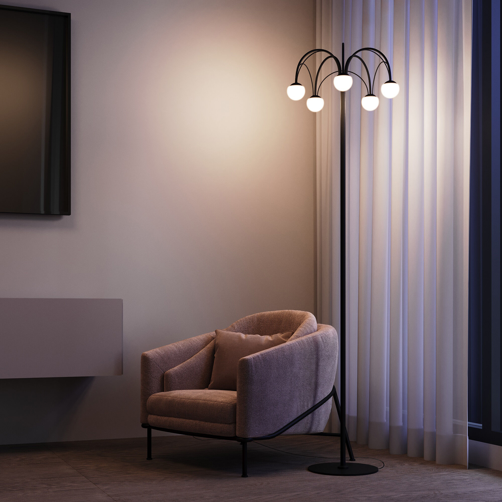 картинка Напольный светодиодный светильник с регулировкой цветовой температуры Ragno 90194 черный