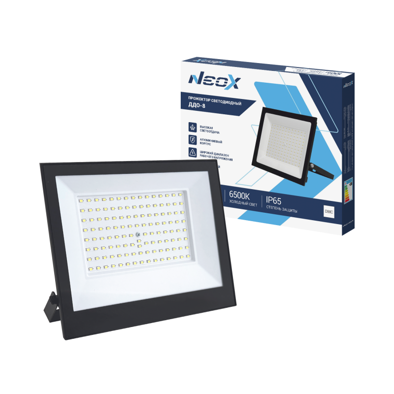 картинка Прожектор светодиодный ДДО-8 100Вт 230В 6500К 10000Лм 100лм/Вт IP65 черный NEOX