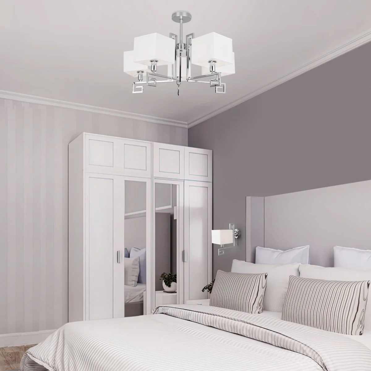 картинка Потолочная люстра с абажурами 60115/5 хром