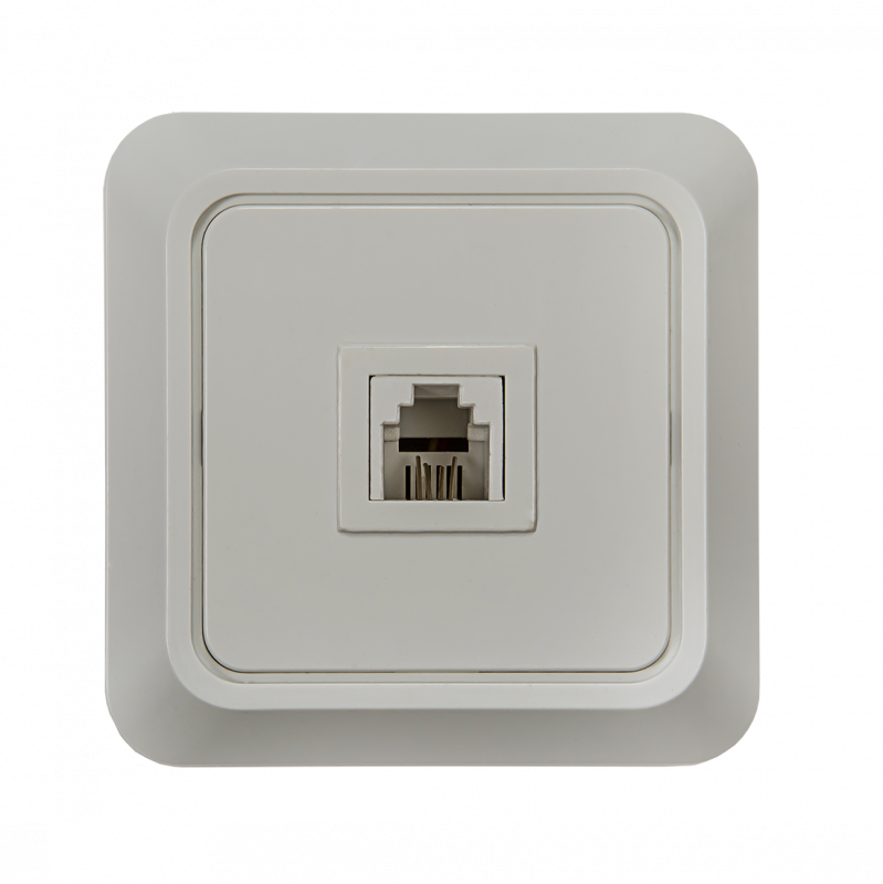 картинка Розетка телефонная BOLLETO белая накладная 7034 IN HOME