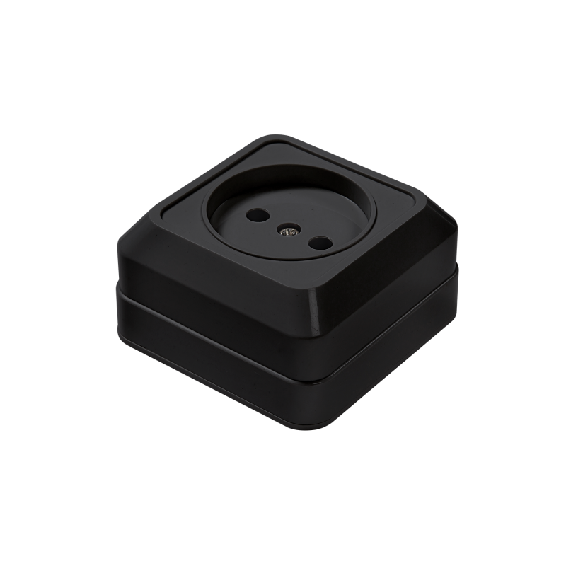 картинка Розетка одинарная BOLLETO черная накладная 7022B IN HOME