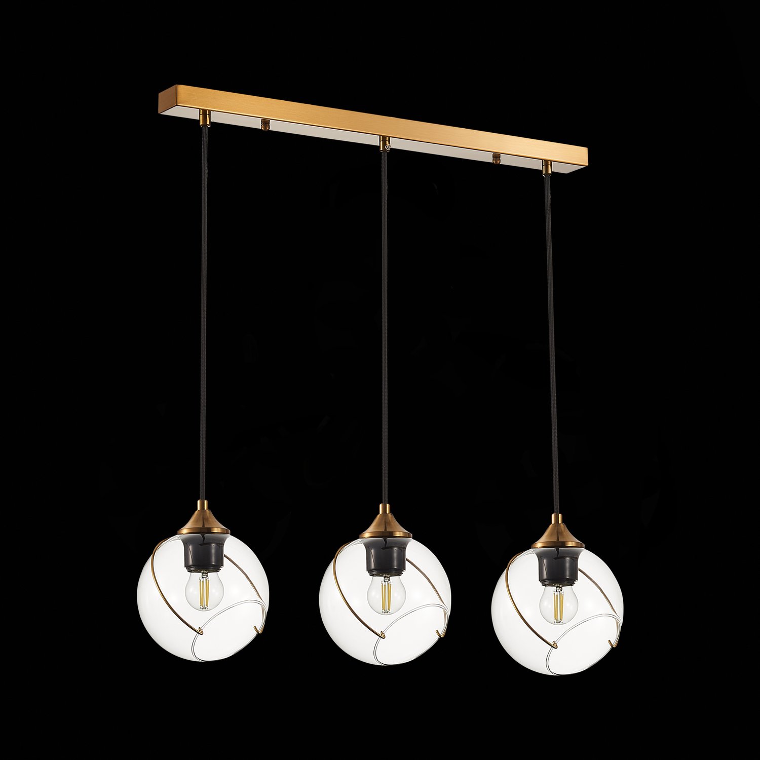 картинка SLE103103-03 Светильник подвесной Золотистый/Прозрачный E27 3*60W