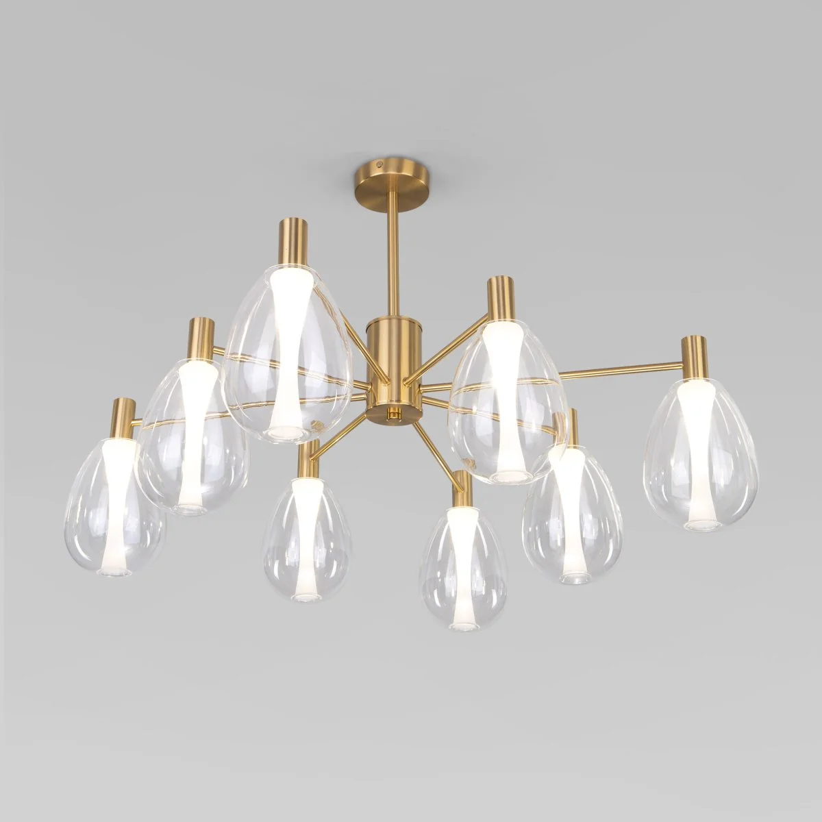 картинка Умный потолочный светильник со стеклянными плафонами 60175/8 латунь Smart