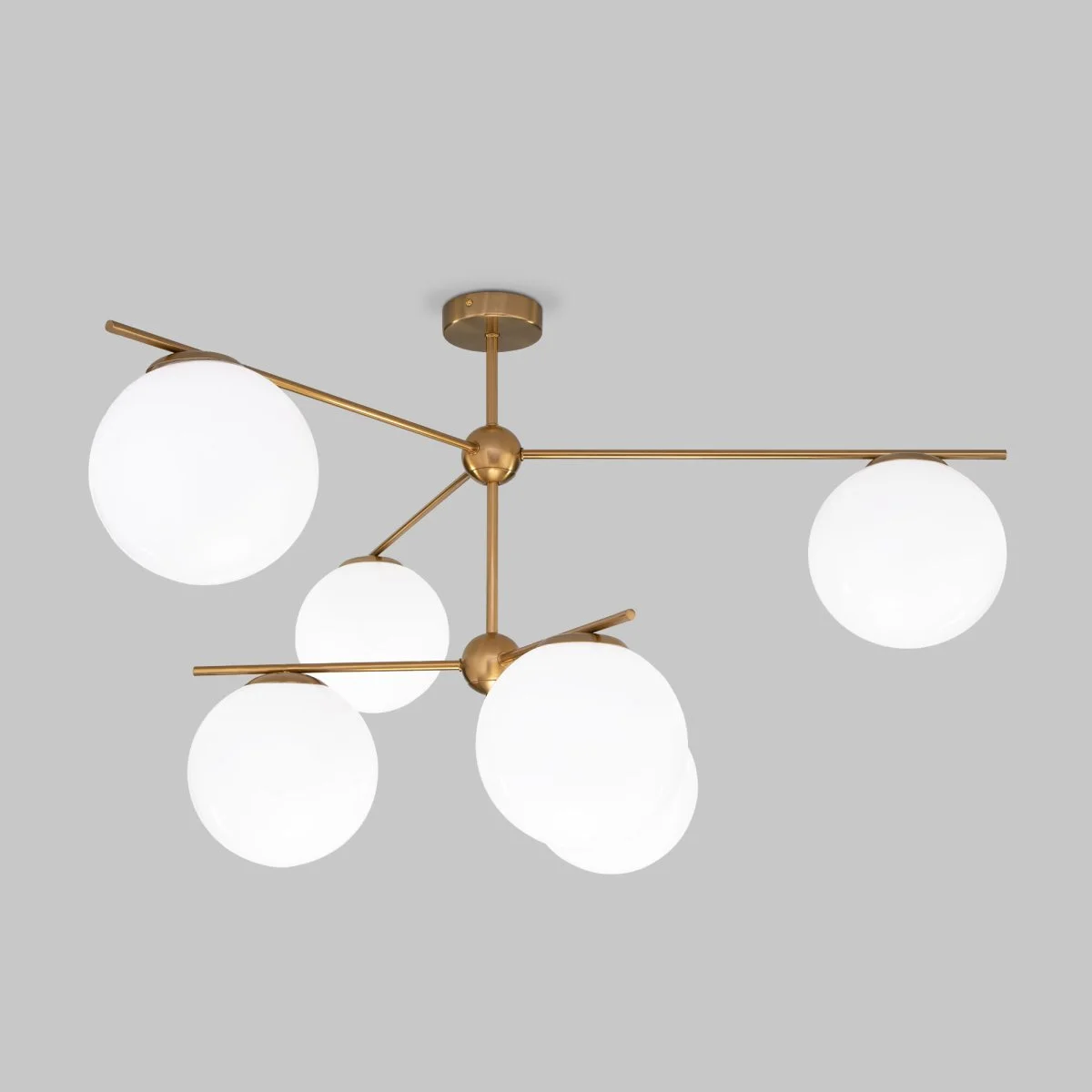 картинка Умный потолочный светильник со стеклянными плафонами 60147/6 латунь