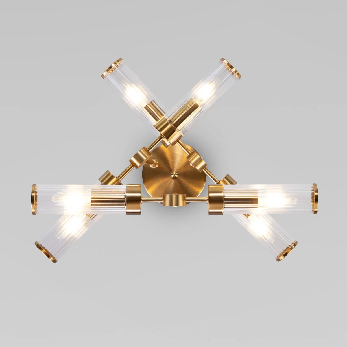 картинка Умный потолочный светильник со стеклянными плафонами 60166/6 латунь