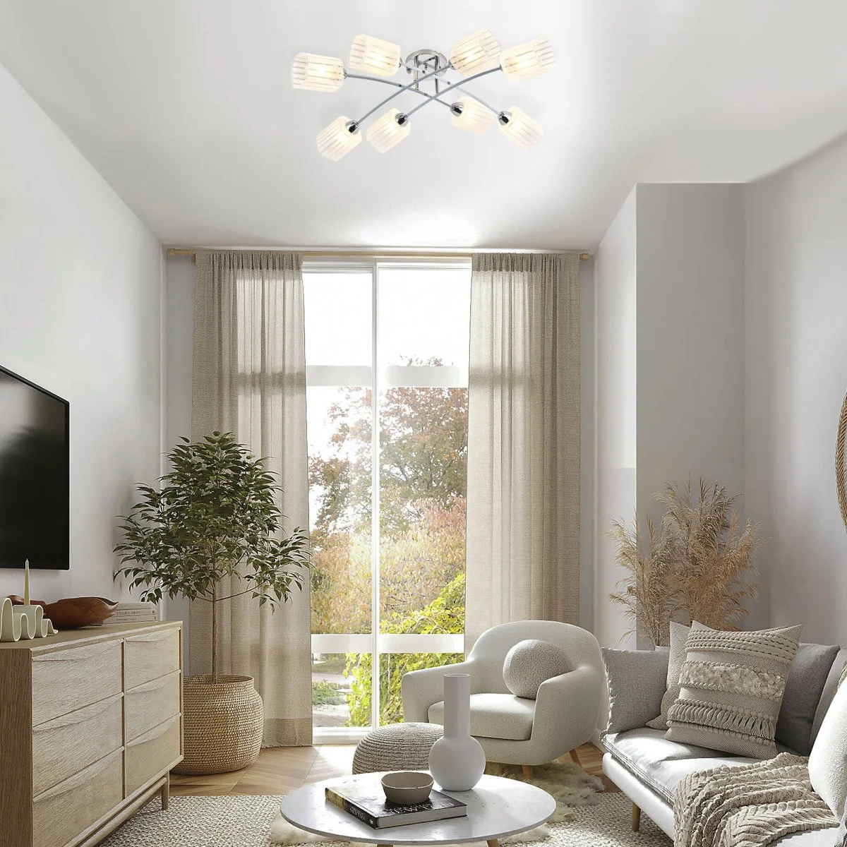 картинка Потолочный светильник с плафонами из стекла 30125/8 хром