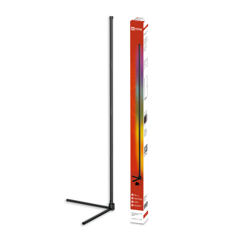 картинка Светильник напольный светодиодный ТСО 01Ч 12Вт RGB, с пультом ДУ, с адаптером ЧЕРНЫЙ IN HOME