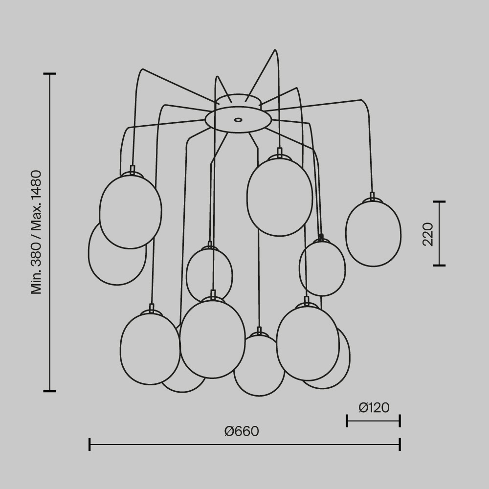 картинка Подвесной светильник Maytoni MOD176PL-12G