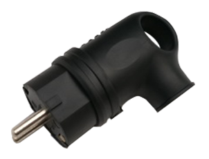 картинка Вилка угловая с заземлением каучук 16А IP44 черная 9220 IN HOME