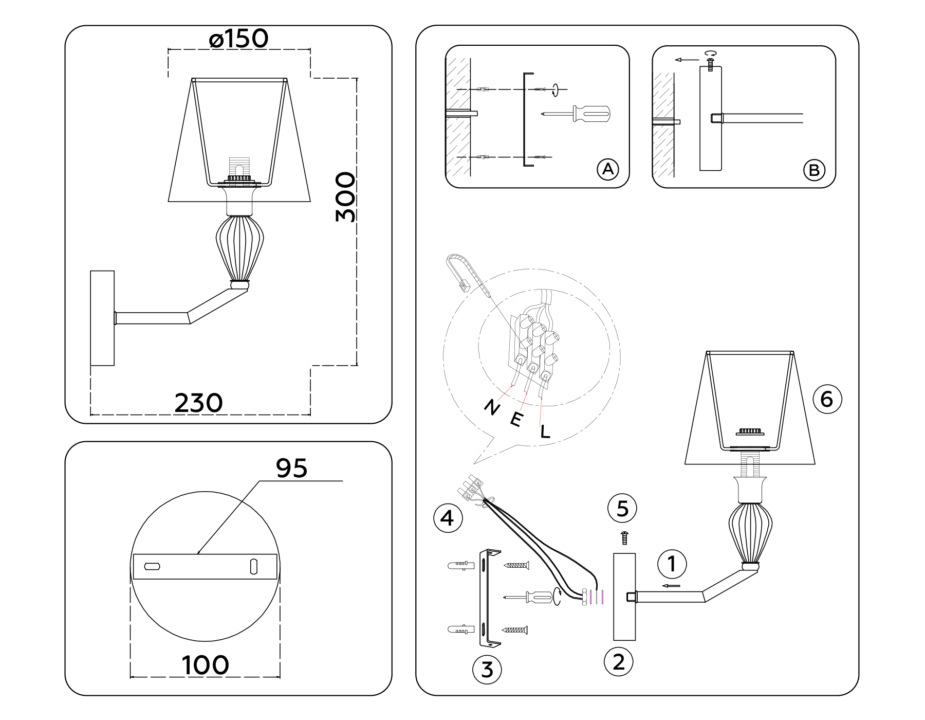 картинка Настенный светильник с абажуром и декором из керамики LH75065