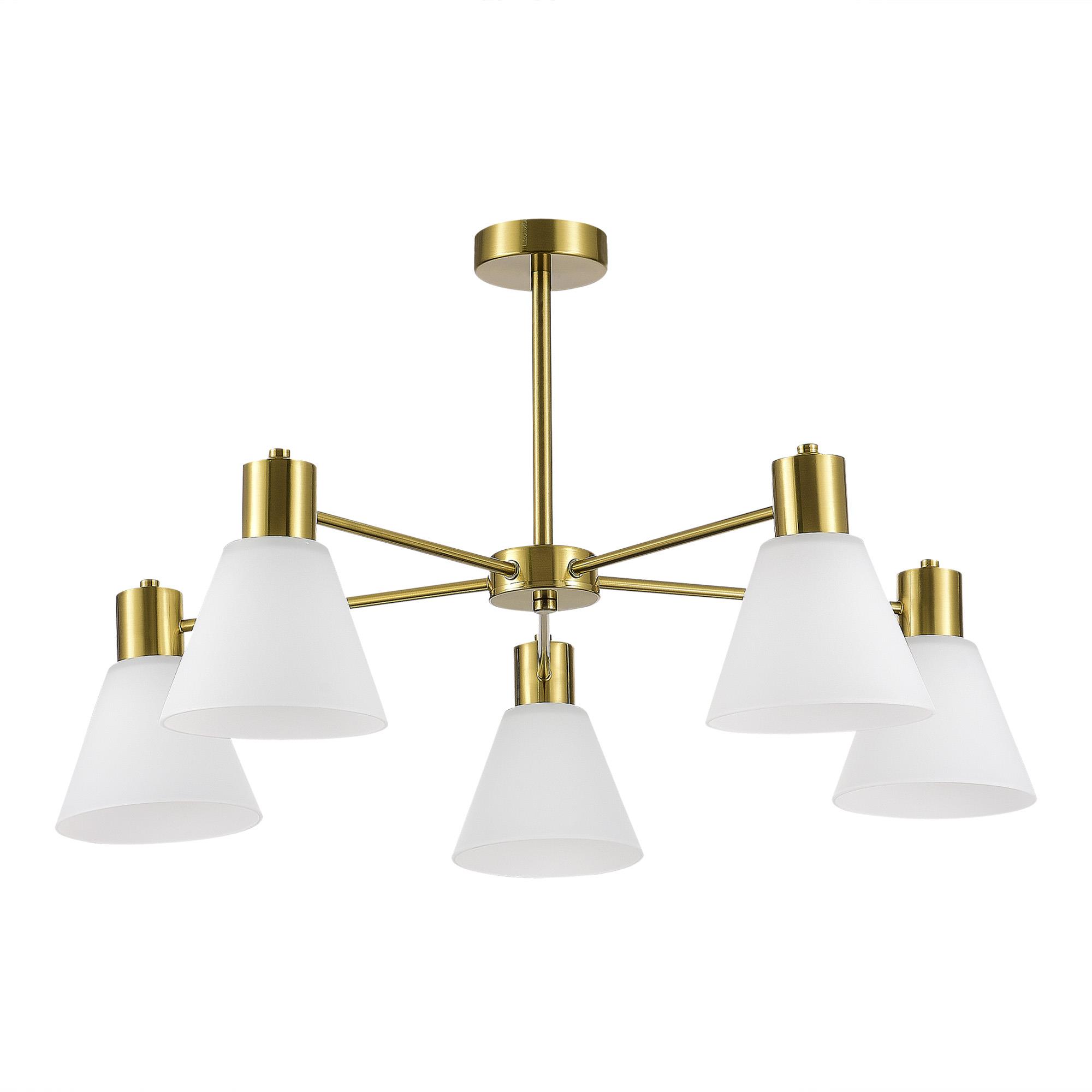 картинка SLE1561-302-05 Светильник потолочный Латунь/Белый E27 5*60W