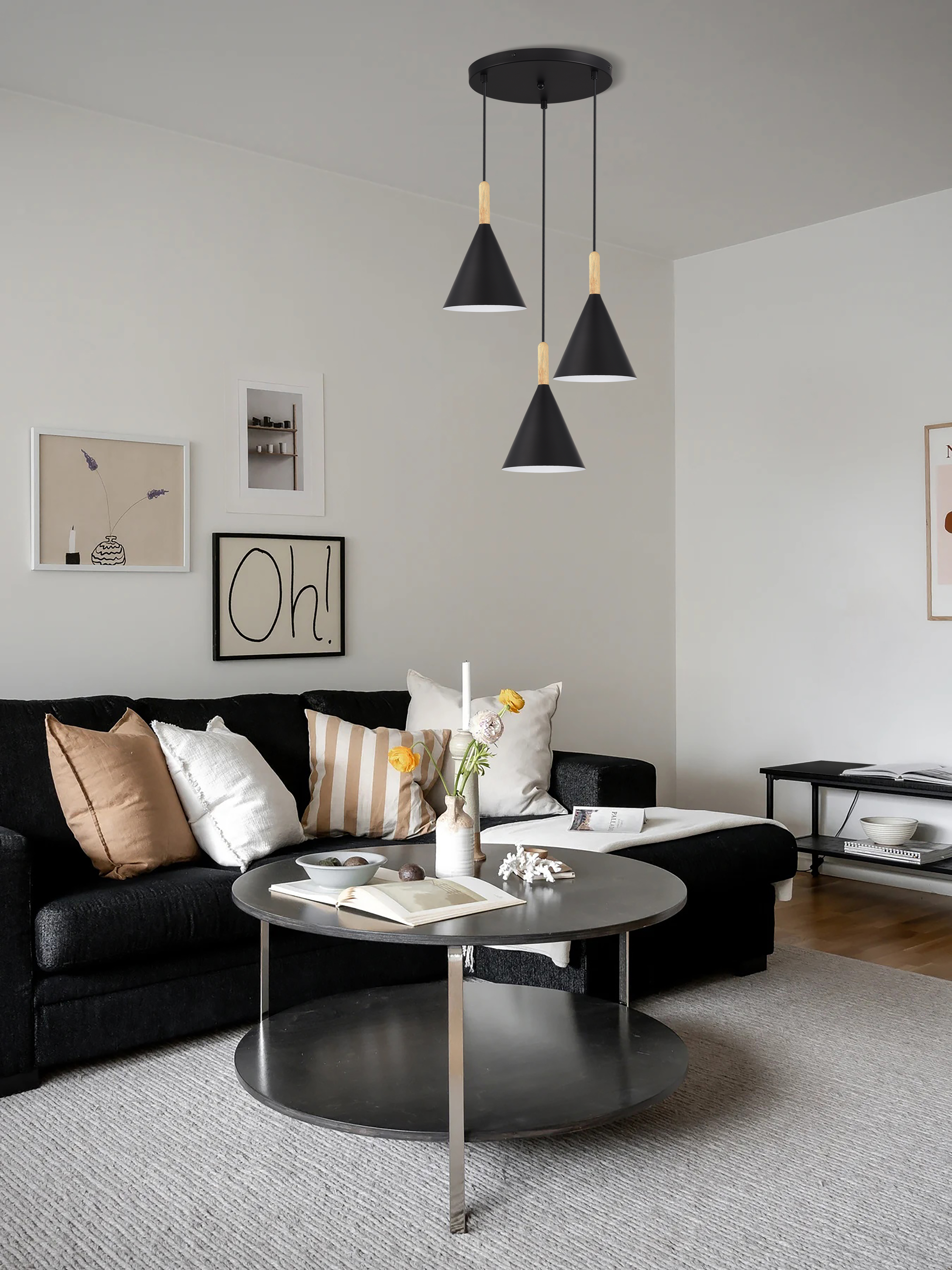 картинка SLE1255-423-03 Светильник подвесной Черный/Черный E27 3*40W