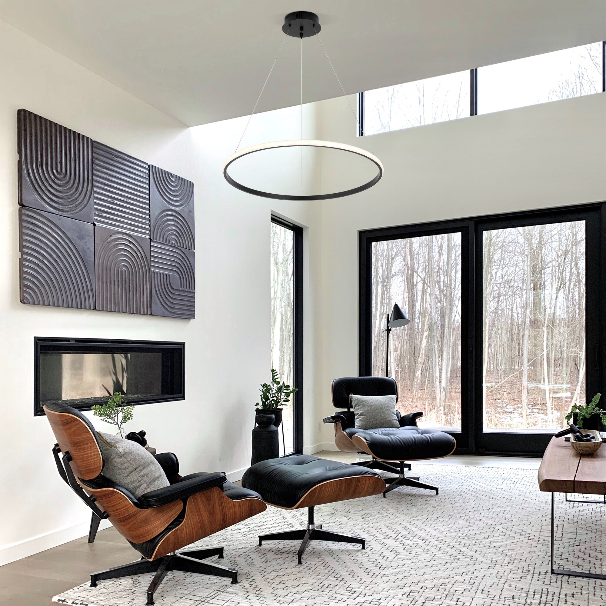 картинка Подвесной светодиодный светильник с пультом управления 90264/1 черный