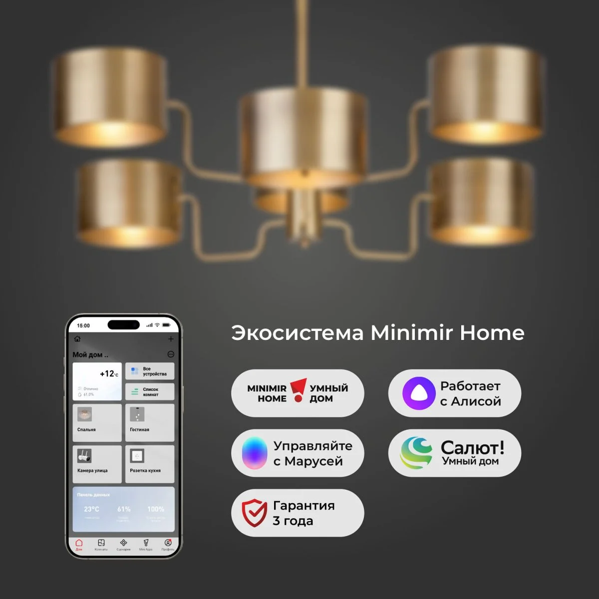 картинка Умная потолочная люстра в стиле лофт 293/6