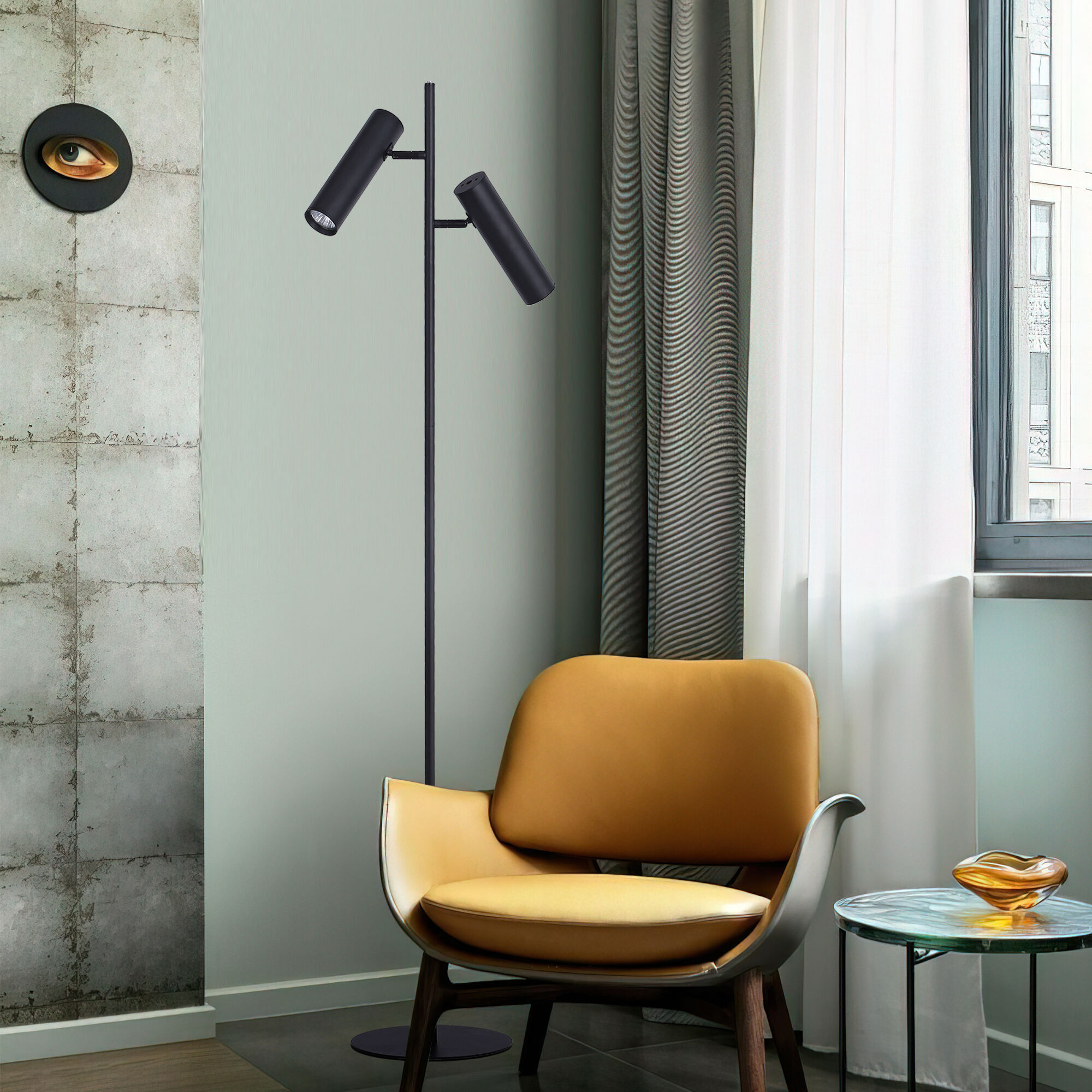 картинка Торшер с поворотными плафонами 01087/2 черный