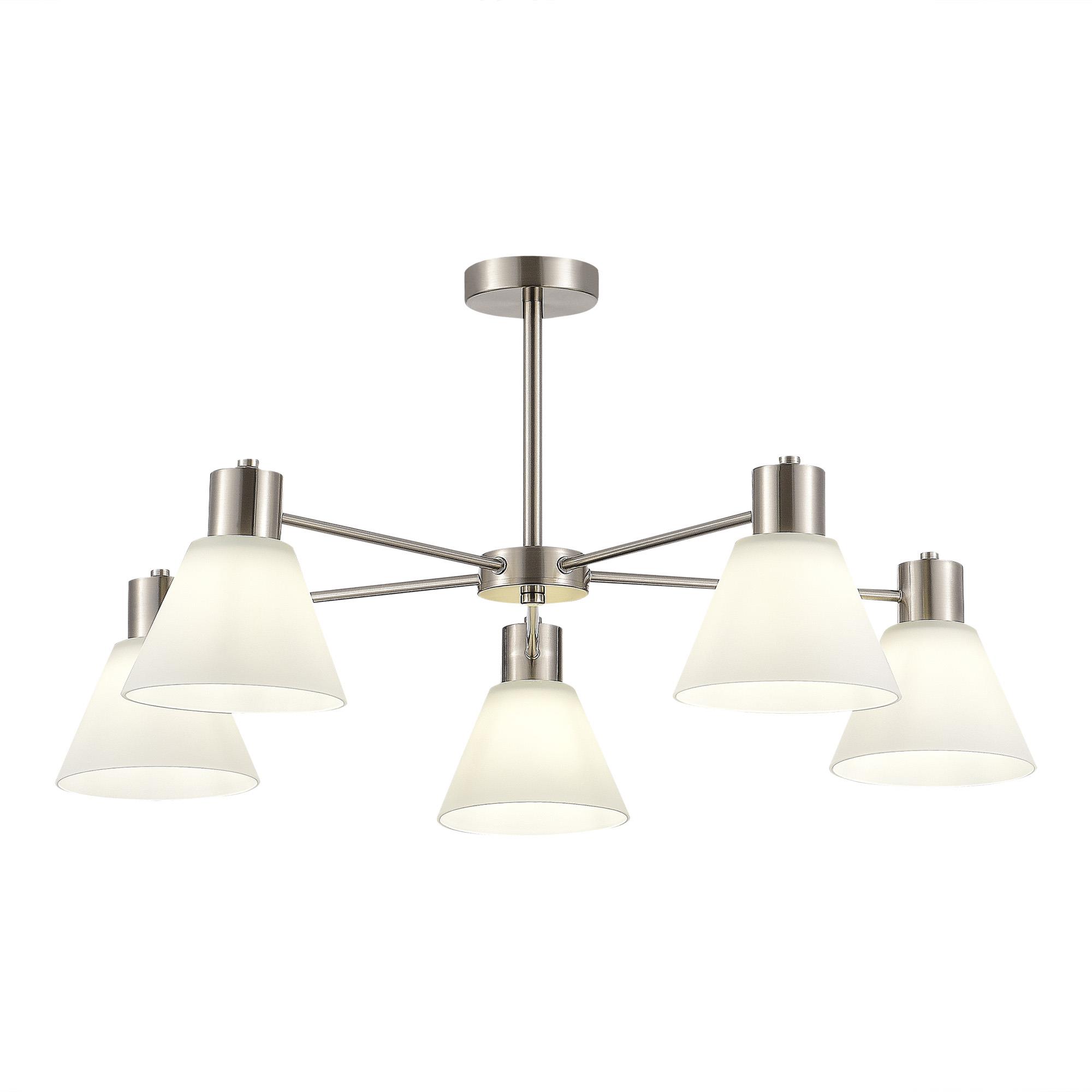 картинка SLE1561-103-05 Светильник потолочный Никель/Белый E27 5*60W