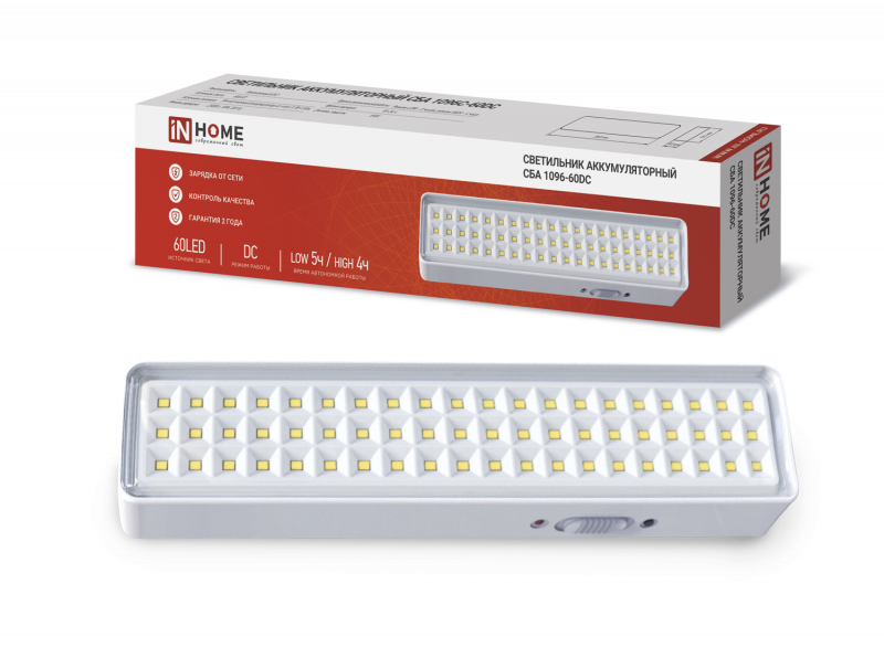 картинка Светильник светодиодный аварийный СБА 1096-60DC 60LED 1.5Ah lithium battery DC IN HOME