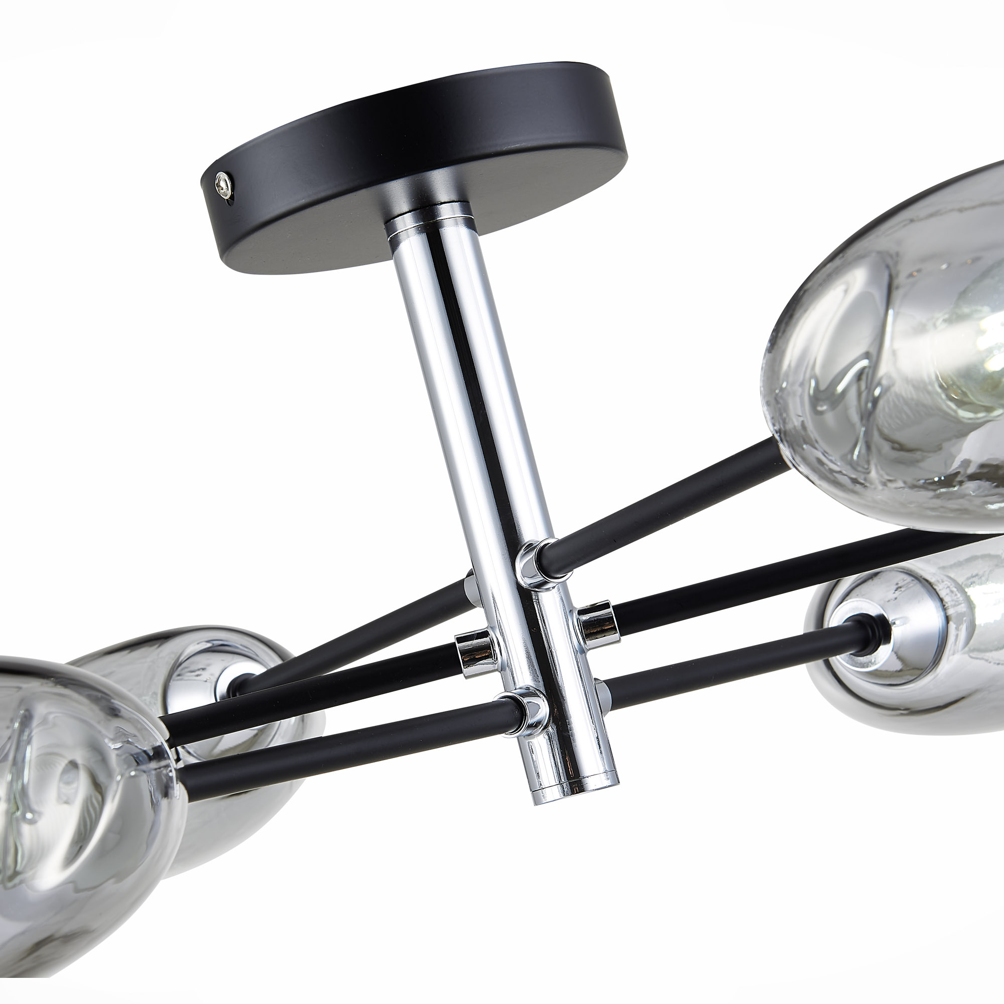 картинка SLE155512-06 Светильник потолочный Черный, Хром/Дымчатый E14 6*40W