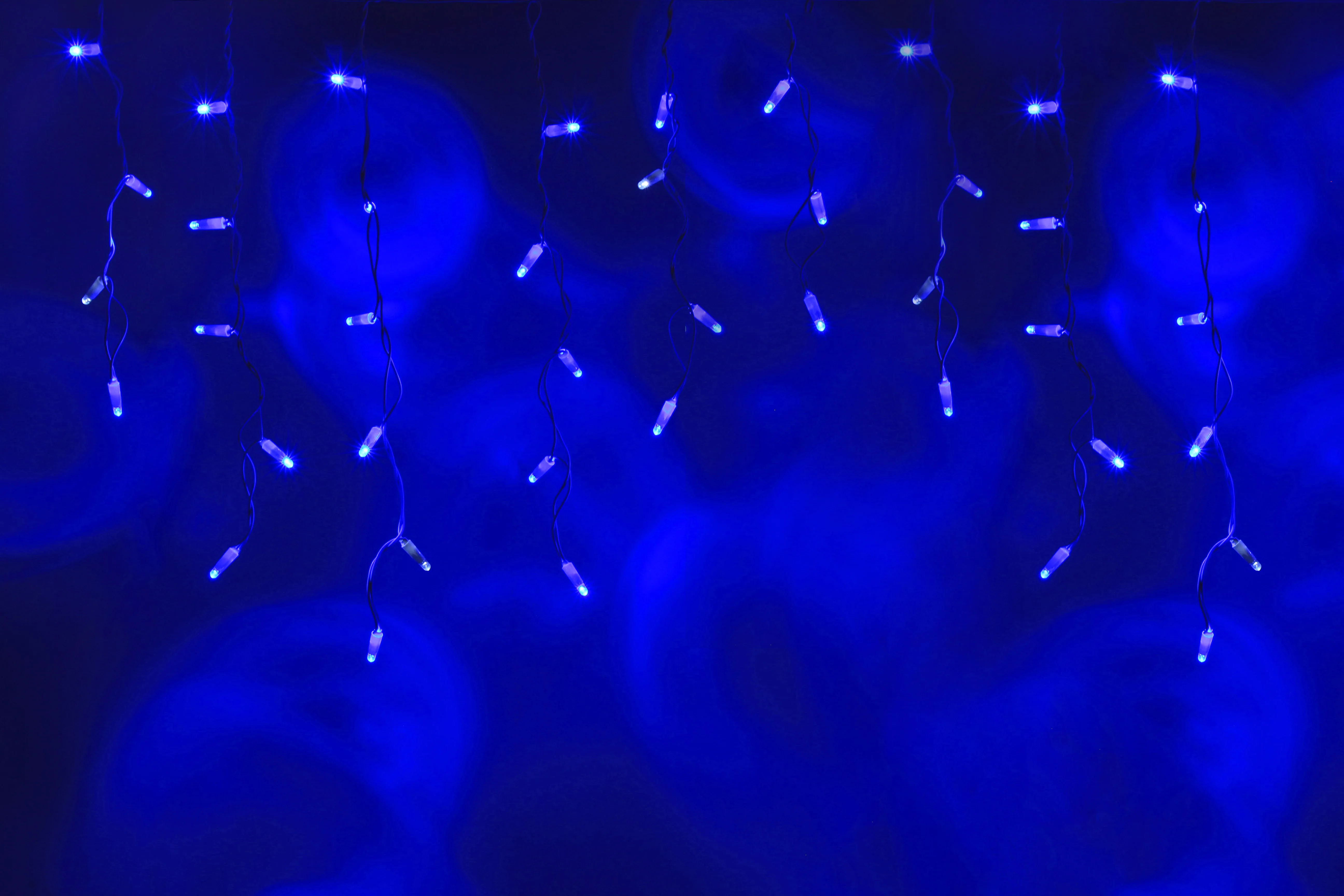 картинка Светодиодная бахрома 3х0.6м, флэш, белый провод, синяя