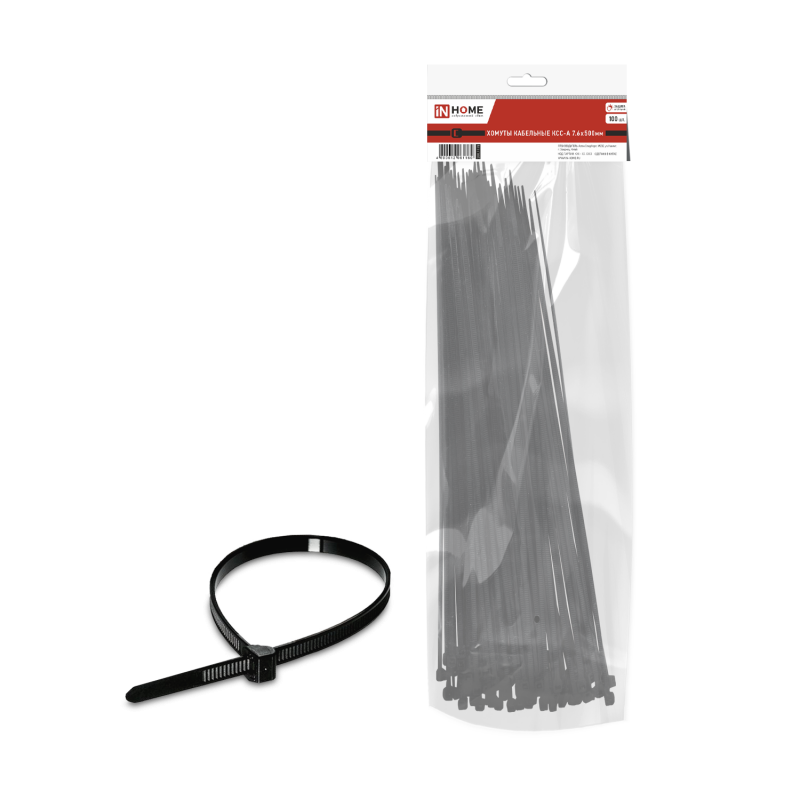 картинка Хомут КСС-А 7,6х500 нейлоновый с УФ защитой черный (100шт./упак.) IN HOME