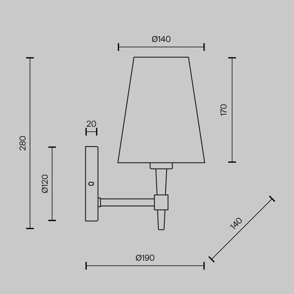 картинка Настенный светильник (бра) Maytoni H001WL-01BS