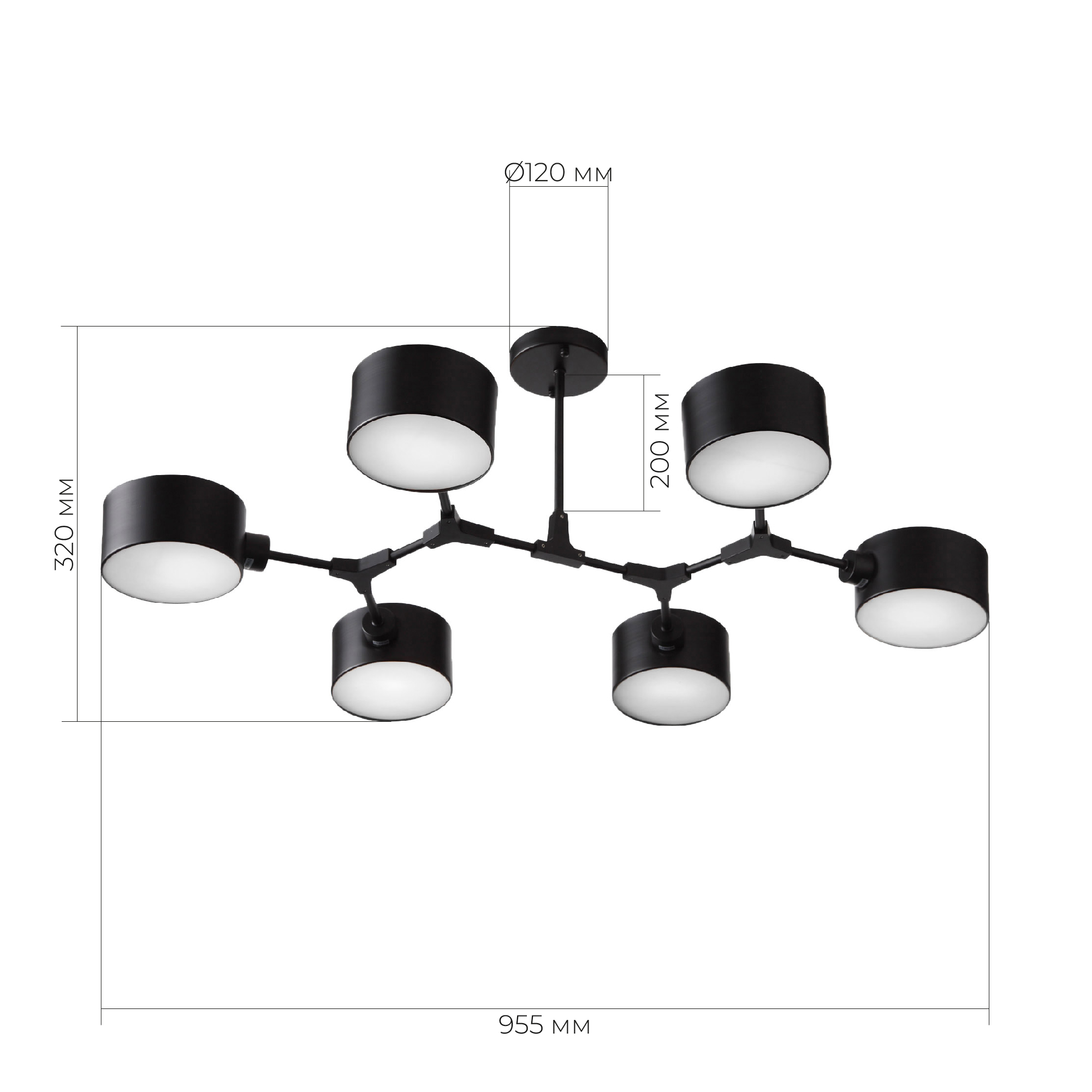 картинка SLE183402-06 Светильник потолочный Черный/Черный E14 6*60W