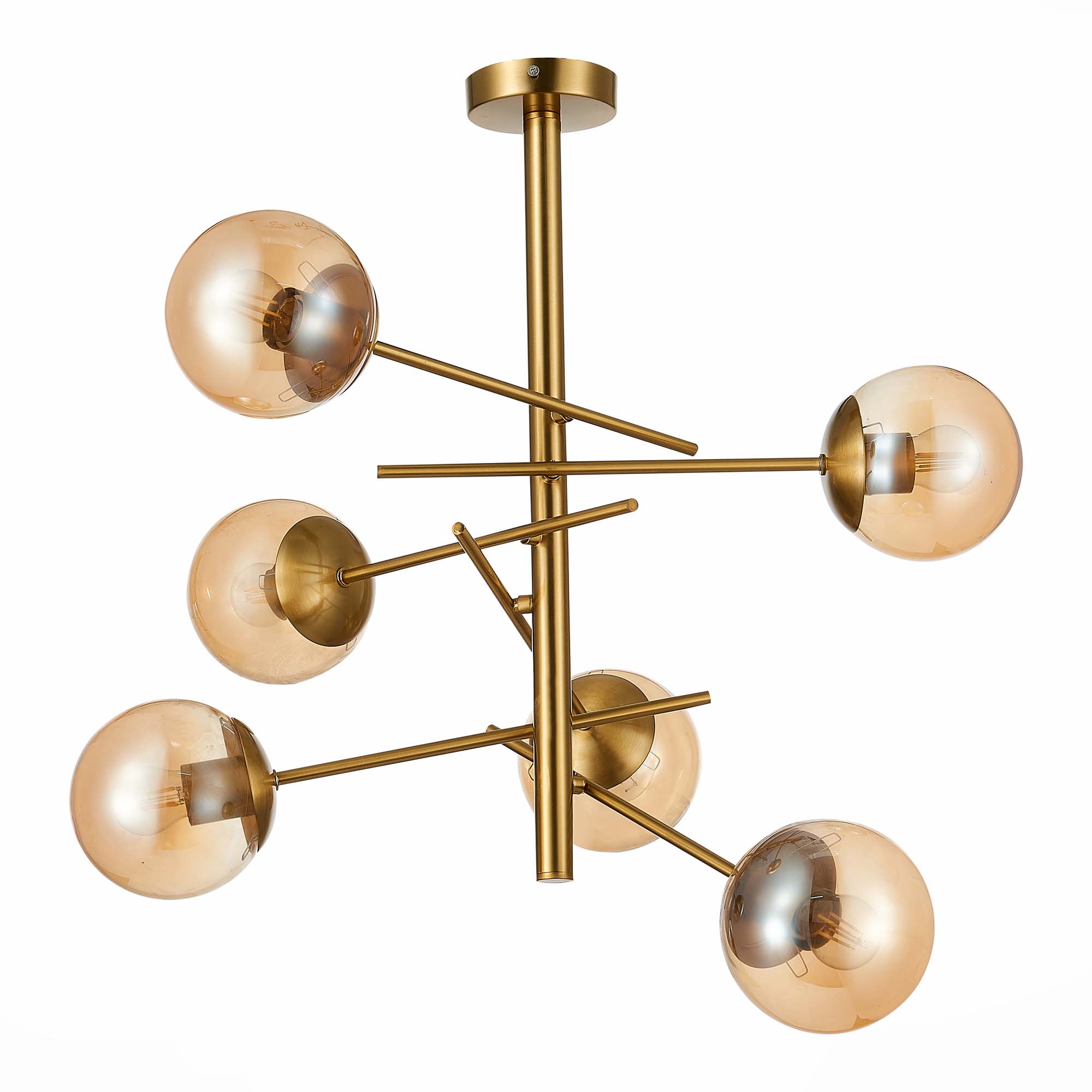 картинка SLE1099-312-06 Светильник потолочный Латунь/Коньячный E27 6*60W