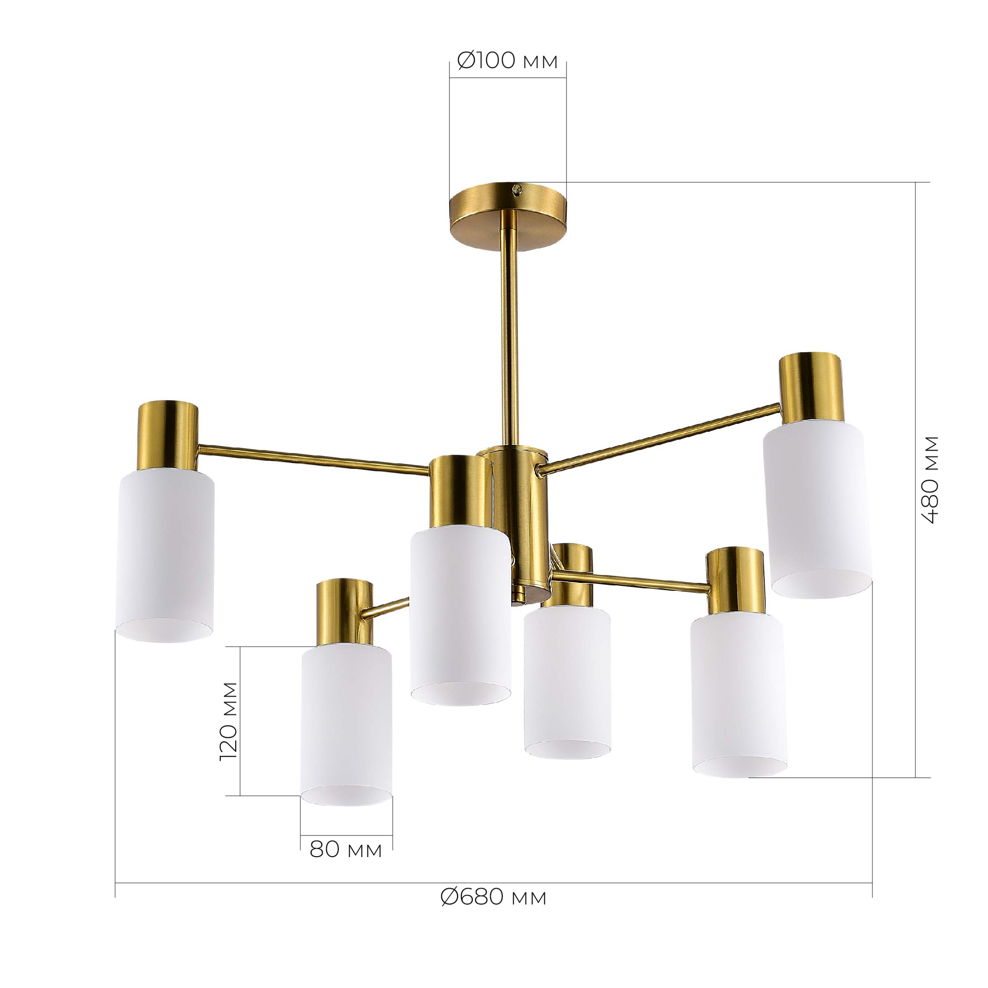 картинка SLE1139-302-06 Светильник потолочный Латунь/Белый E14 6*60W