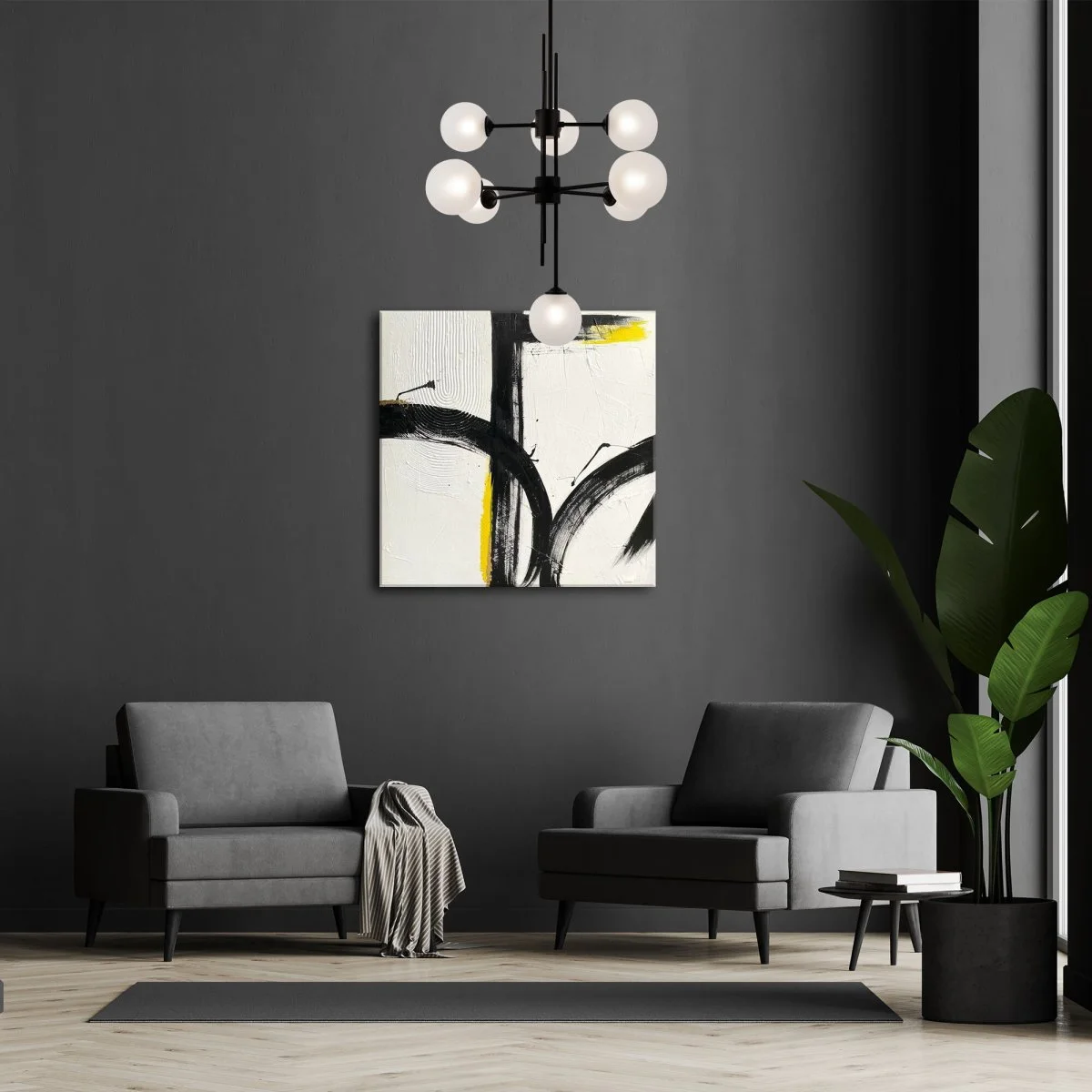 картинка Умный потолочный светильник со стеклянными плафонами 50383 черный