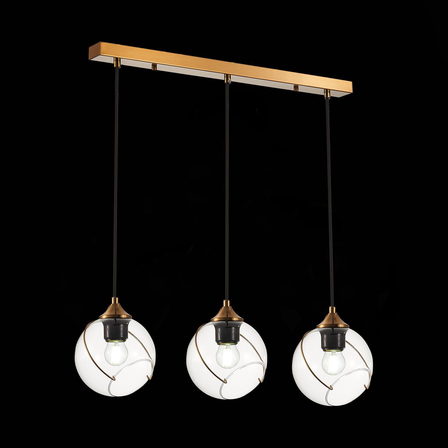 картинка SLE103103-03 Светильник подвесной Золотистый/Прозрачный E27 3*60W