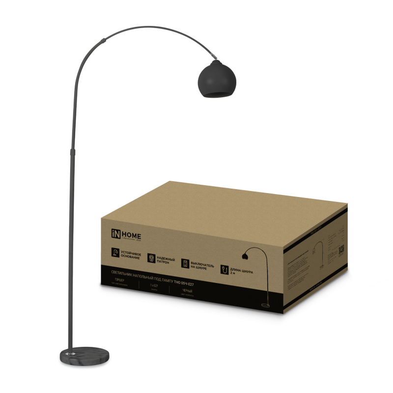 картинка Светильник напольный под лампу ТНО 05-Е27Ч 230В черный плафон, черный корпус IN HOME
