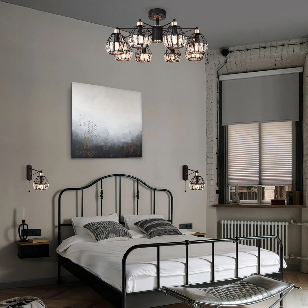 картинка Люстра потолочная лофт 70075/8 черный