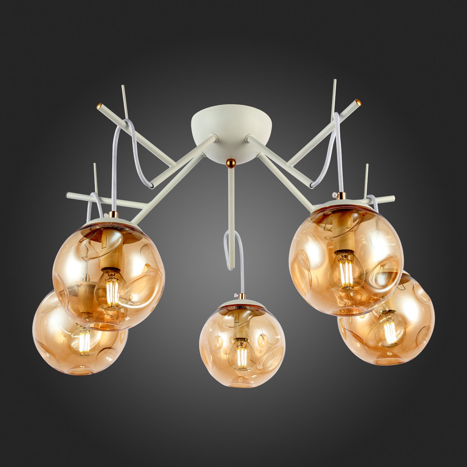 картинка SLE110202-05 Светильник потолочный Белый/Янтарный E14 5*40W