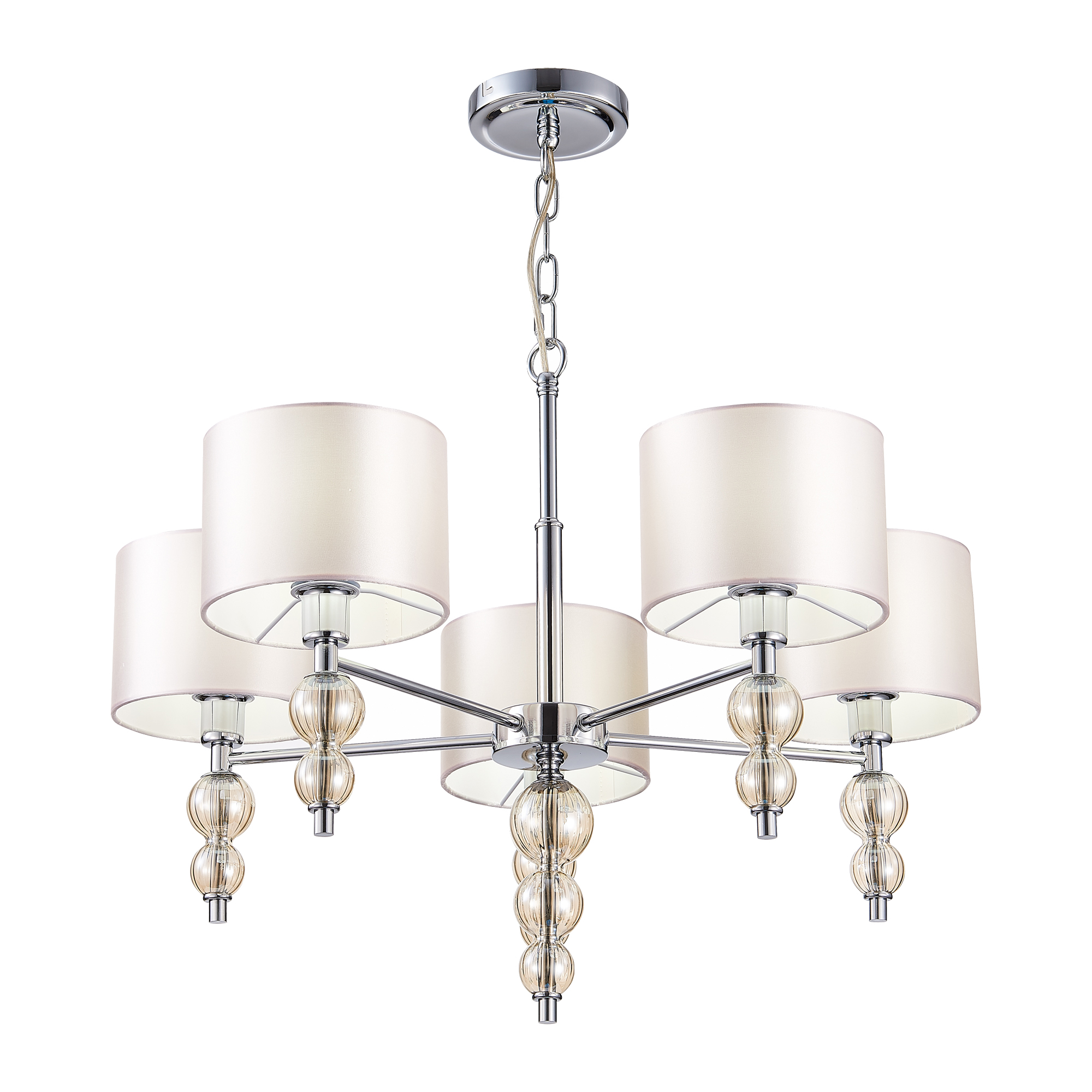 картинка SLE105703-05 Светильник подвесной Хром/Светло-бежевый E14 5*40W