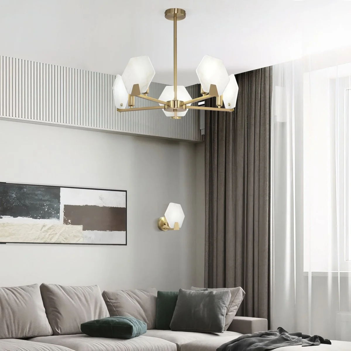 картинка Умный потолочный светильник 60158/5 латунь