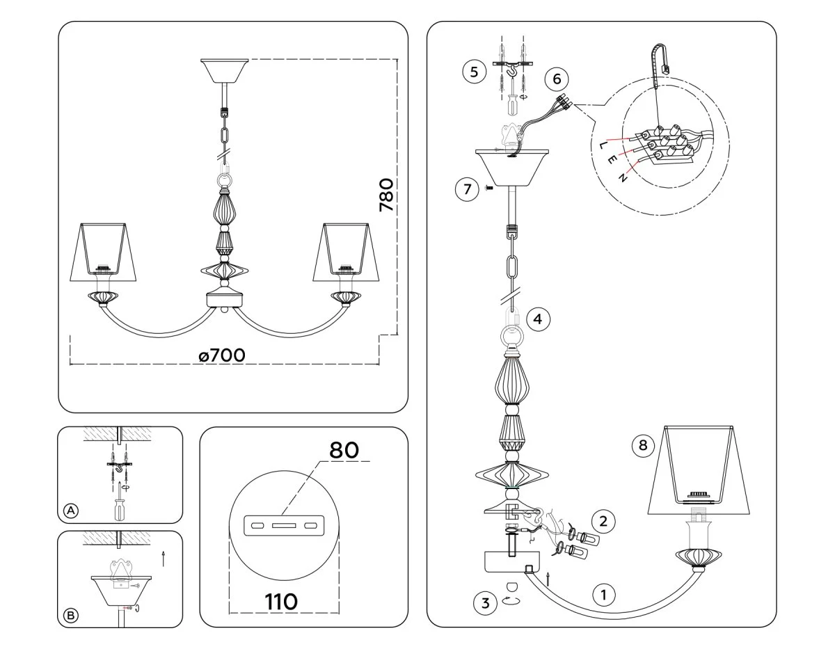 картинка Подвесная люстра с абажуром и декором из керамики LH75024