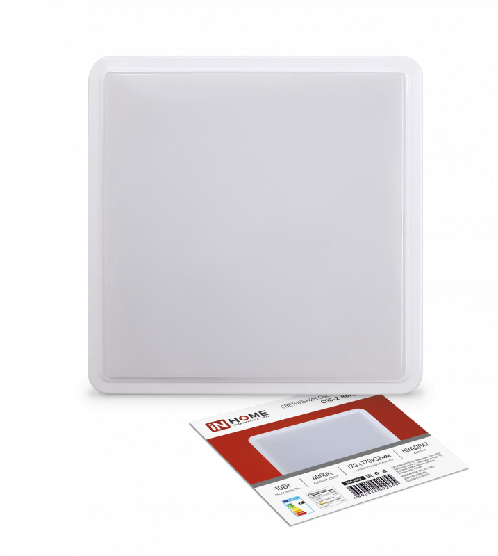 картинка Светильник светодиодный СПБ-2-КВАДРАТ 10Вт 230В 4000К 800Лм 170мм белый IN HOME