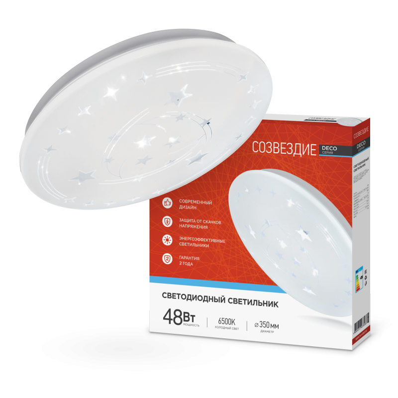 картинка Светильник светодиодный серии DECO СОЗВЕЗДИЕ 48Вт 230В 6500К 4320Лм 380х55мм IN HOME