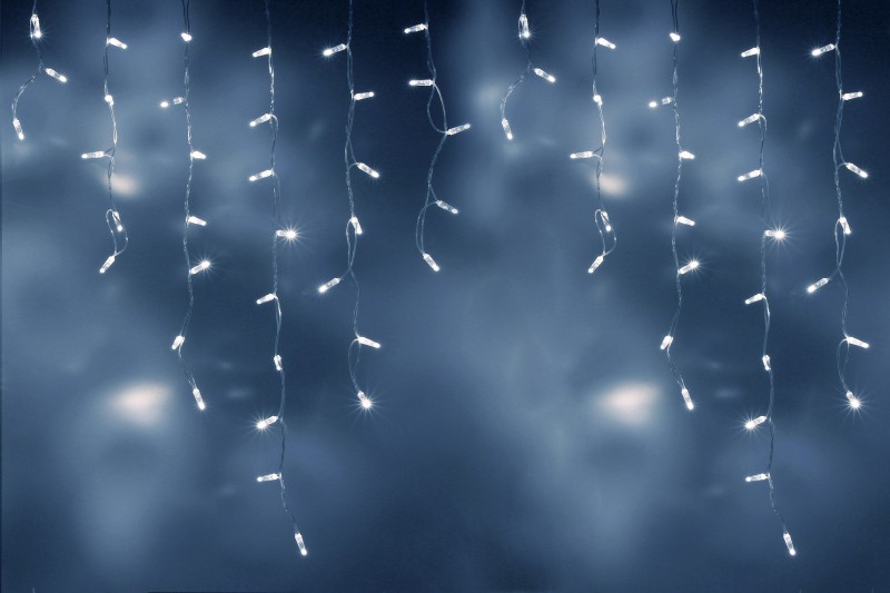 картинка Бахрома 3х0.9 м, флэш, прозрачный провод, белая