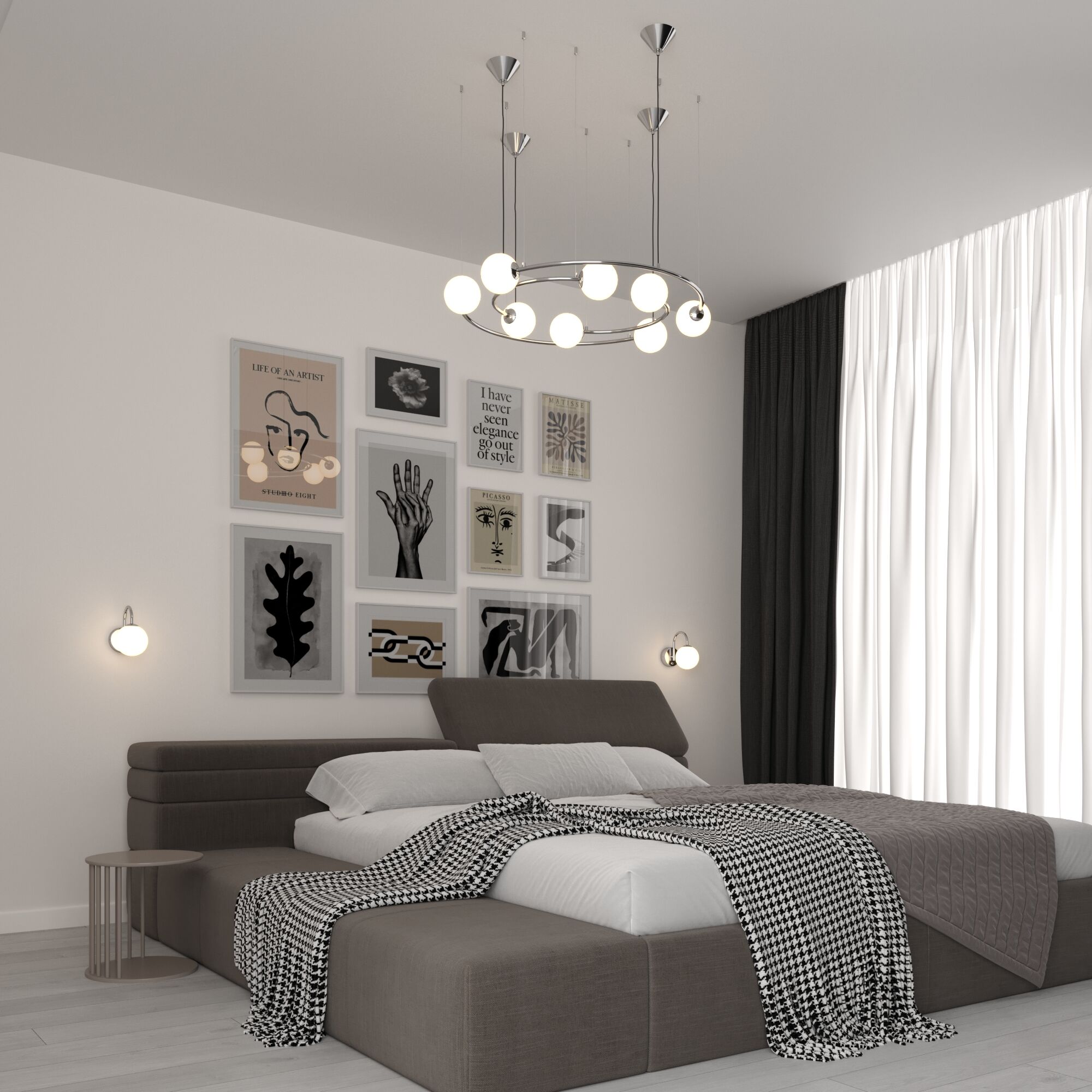 картинка Подвесной светильник со стеклянными плафонами 360/8 хром